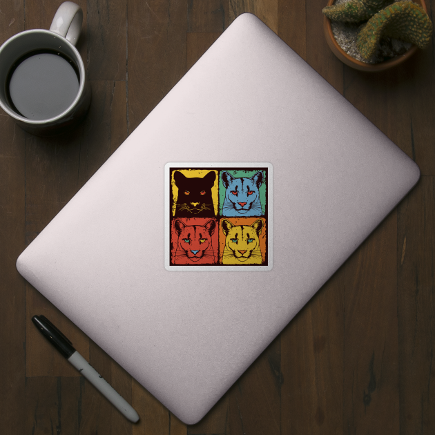 Cougar Pop Art Print for Kids Pop Art Style by TuncGK